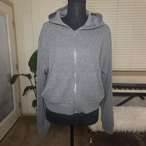 Fashion Nova Gray Ribbed Hoodie